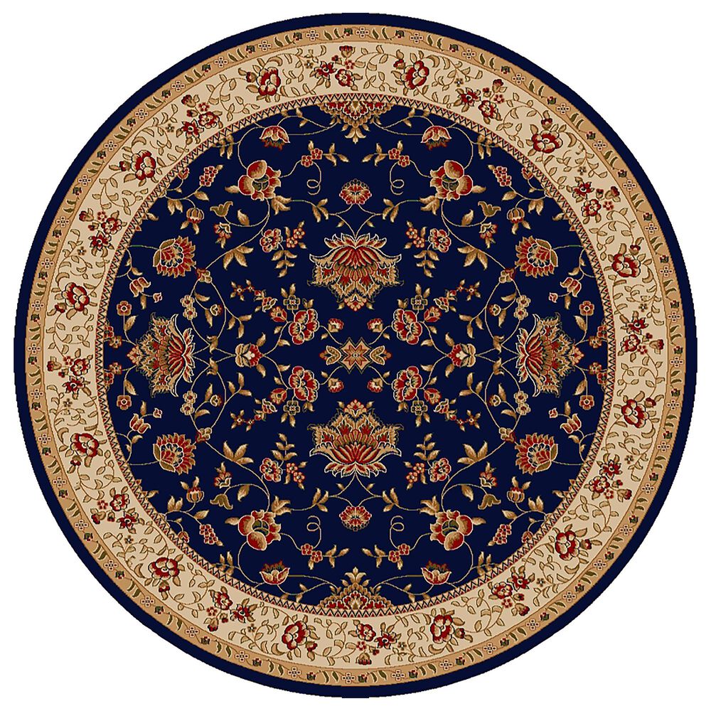 Radici USA Como 1597 Navy 5"3" Round Area Rug, , large