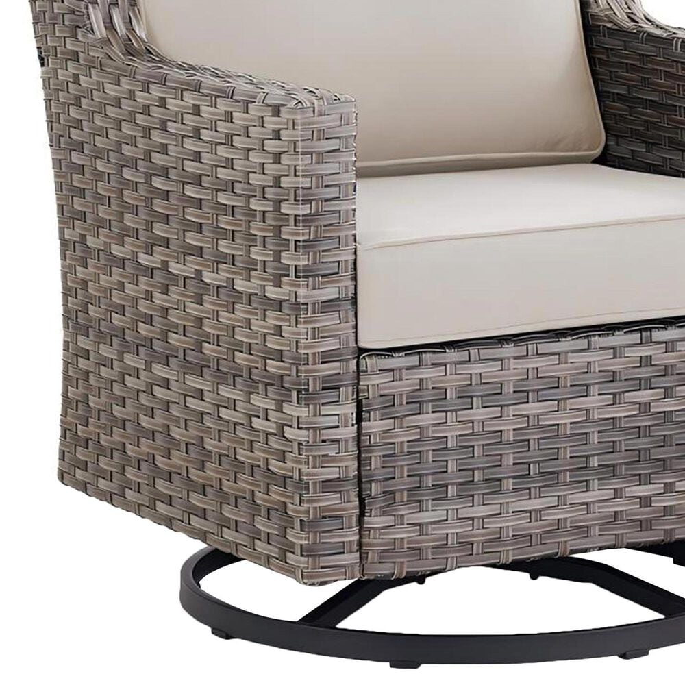 Sunwell Garden 5-Piece Patio Chat Set with Two Swivel and Gliding Chairs in Beige, , large