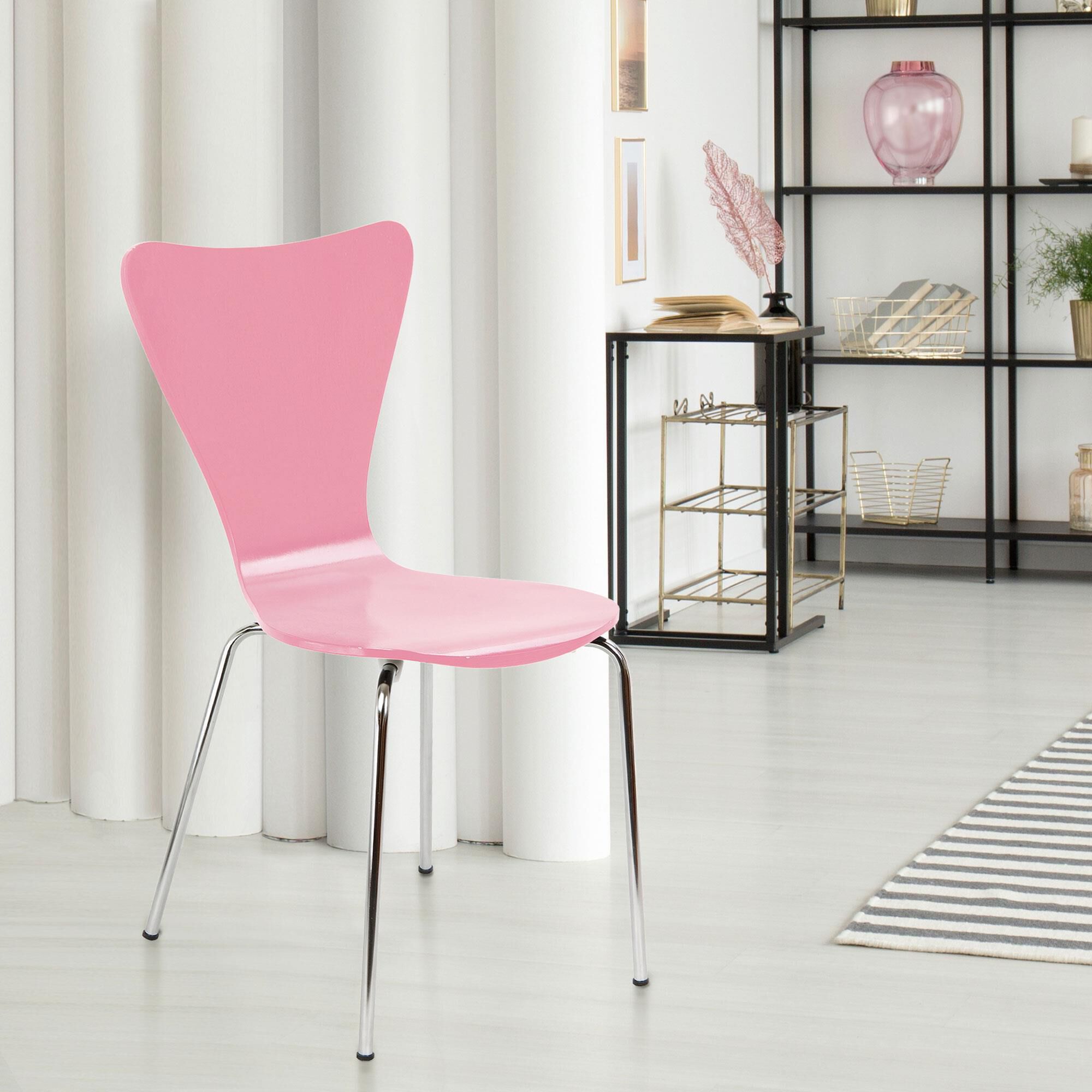 Pink and chrome outlet chair