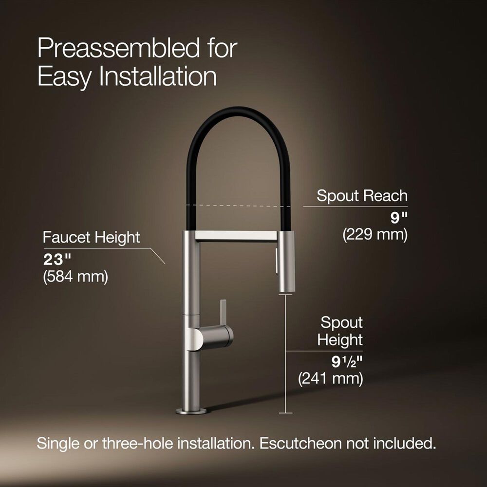 Kohler Components Semi-Professional Kitchen Sink Faucet in Vibrant Stainless, , large