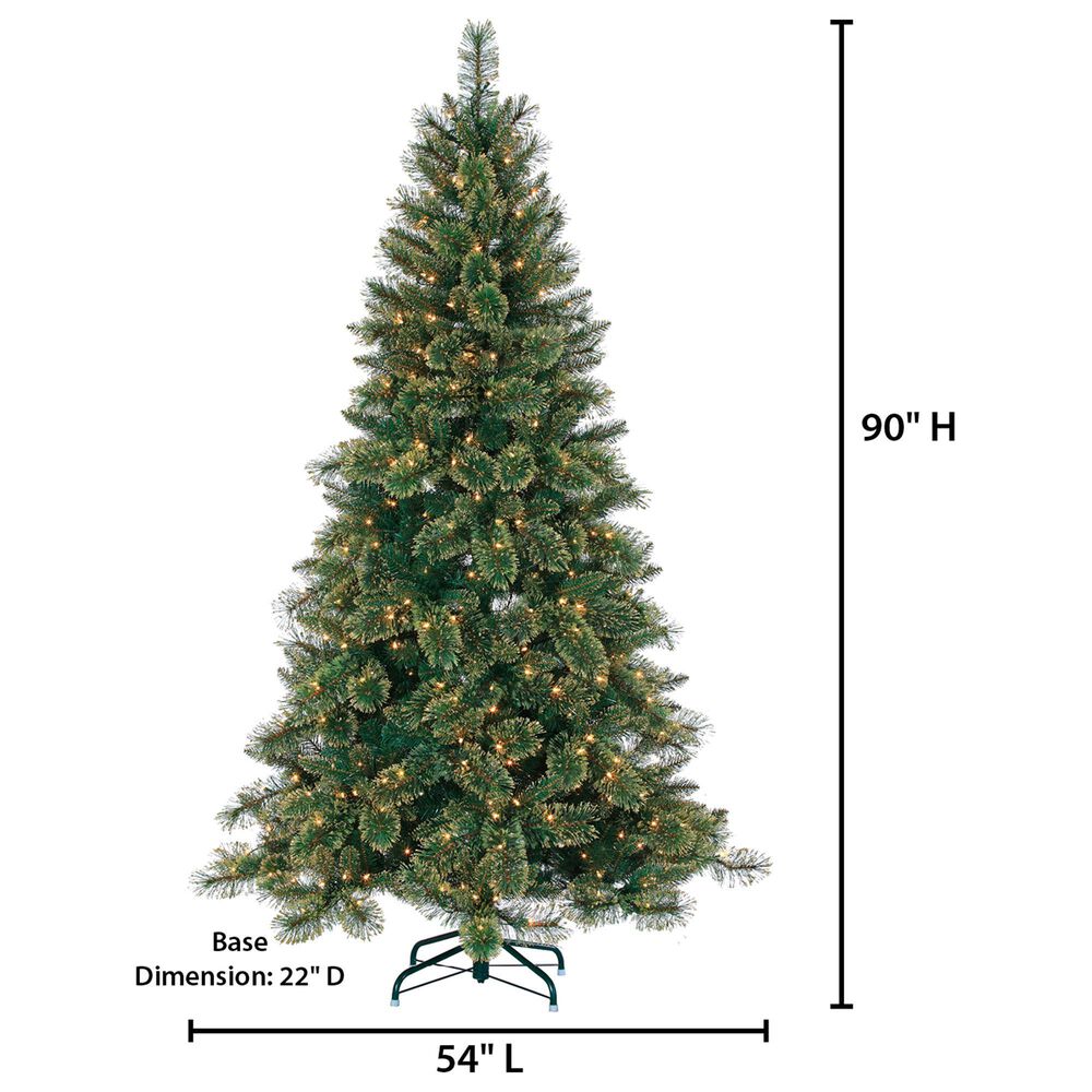 The Gerson Company 7.5&#39; Pre-Lit Cashmere Pine Christmas Tree in Green, , large