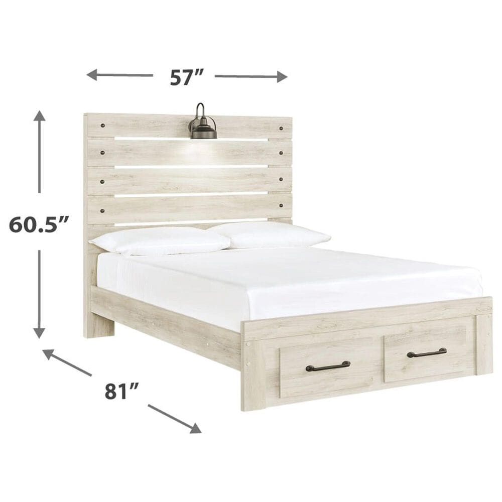 Ashley Cambeck Full Panel Bed with 2 Storage Drawers in Whitewash, , large
