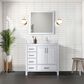 Lexora Home Jacques 36" Right Offset Single Bathroom Vanity in White with 2 cm White Carrara Marble Top and Rectangular Sink, , large