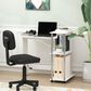 HOMLUX L-Shaped Computer Desk with Open Display Shelves in White Oak and Stainless Steel, , large