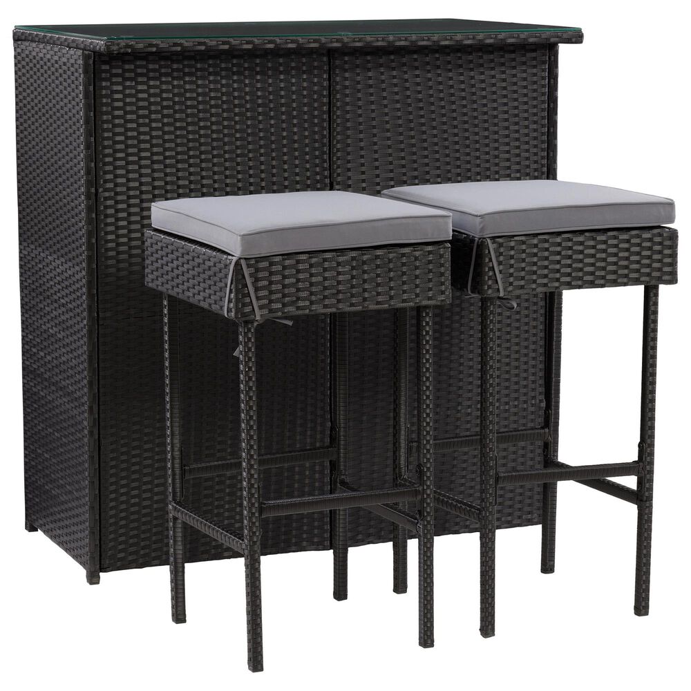 CorLiving Parksville 3-Piece Patio Bar Set in Black/Ash Gray, , large