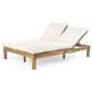 HOMLUX Patio 2-Person Chaise Lounge with Folding Side Tables and Light Teak Frame in Beige, , large