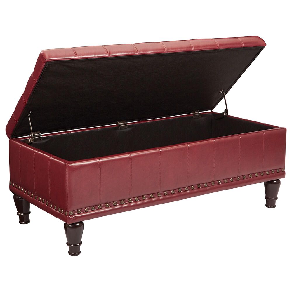 OSP Home Caldwell Storage Ottoman in Crimson Red, , large