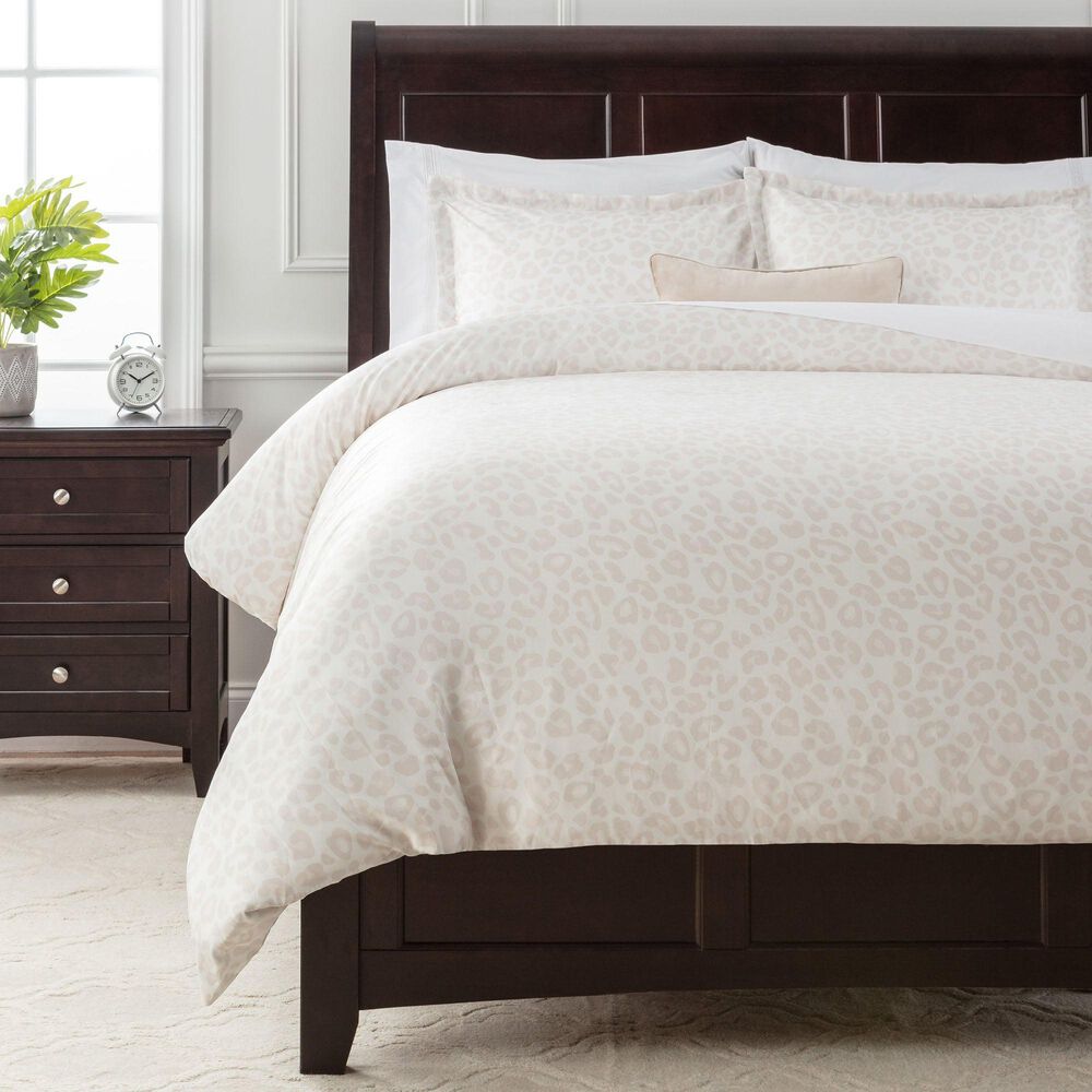 Leopard Print 3-Piece King Duvet Cover Set in Cream, , large