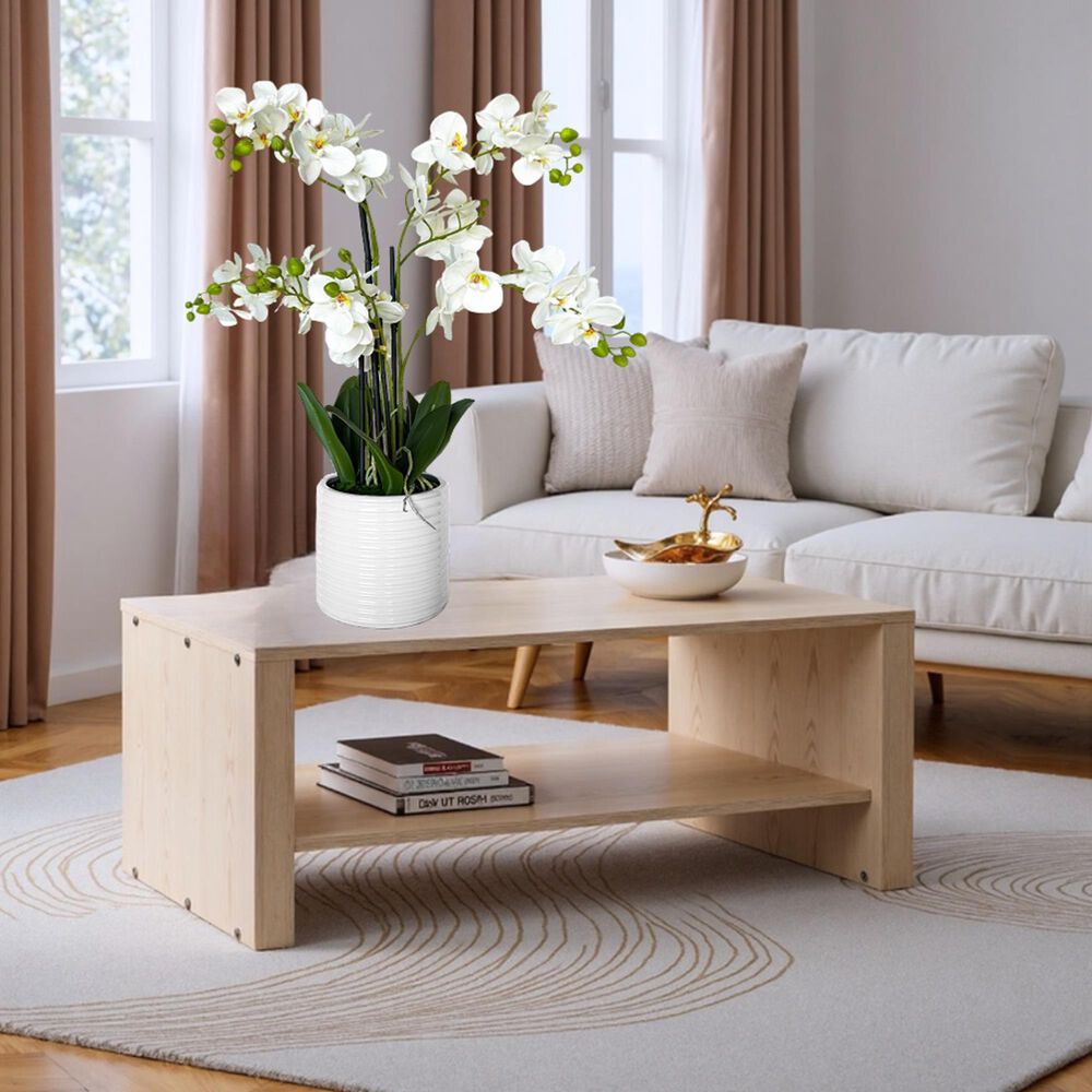 HOMLUX 26" Artificial Orchid Plant with 5 Stems Decorative and Ceramic Pot in White, , large