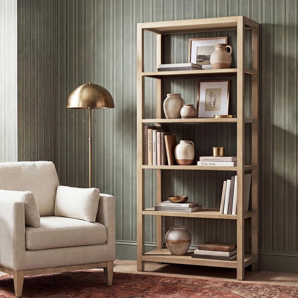 Jennifer Taylor Home Ellis 5-Shelf Bookcase in Light Natural Cerused, , large