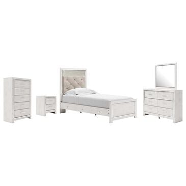 Ashley Altyra 5 Piece Twin Panel Bedroom Set in White with LED Headboard, , large