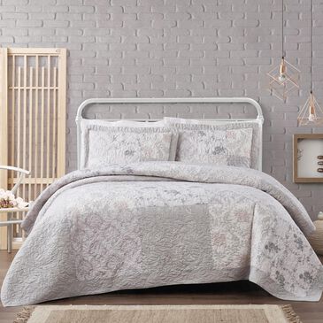 Pem America Cottage Classics Brigette Floral 3-Piece Full/Queen Quilt Set in Grey, , large
