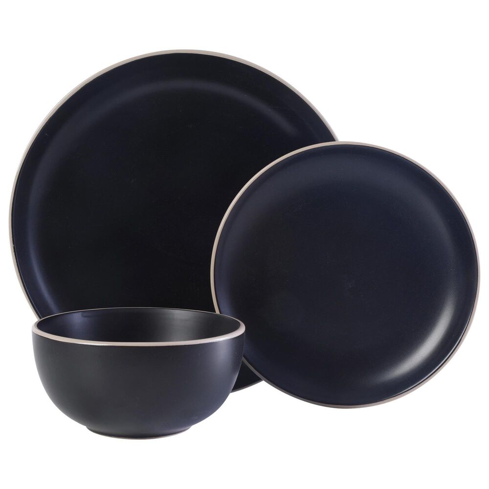 Gibson Overseas, Inc 36-Piece Dinnerware Set in Matte Black and Polished Silver, , large