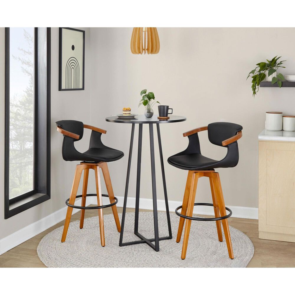 Lumisource Oracle Swivel Barstool with Black Cushion in Walnut and Black, , large