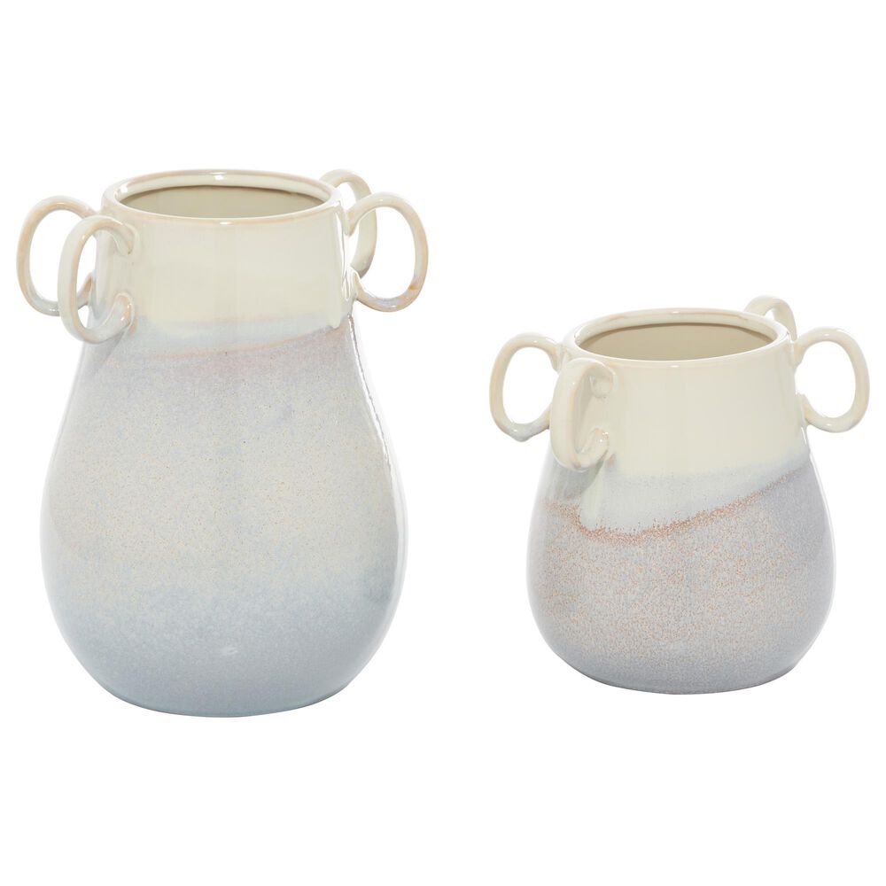 Maple and Jade Farmhouse Ceramic Vases in White (Set of 2), , large