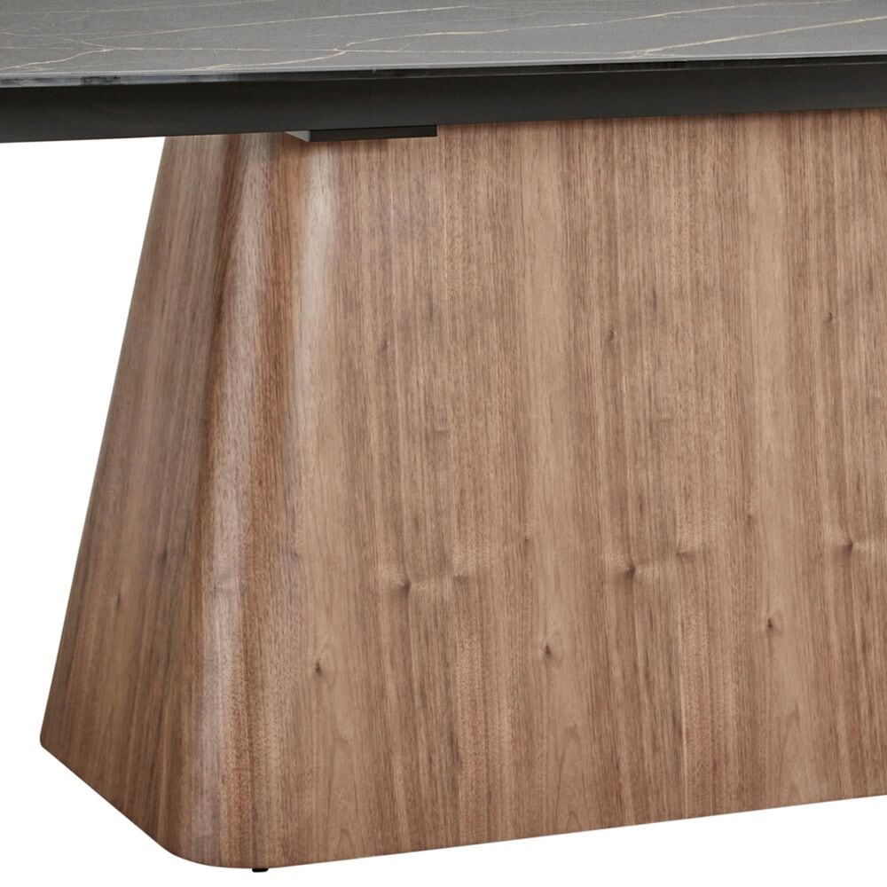 CASABIANCA HOME Totem Manual Dining Table with Walnut Base and Black Marbled Porcelain , , large
