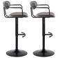 LumiSource Demi Swivel Adjustable Bar Stool with Grey Upholstery in Black (Set of 2), , large