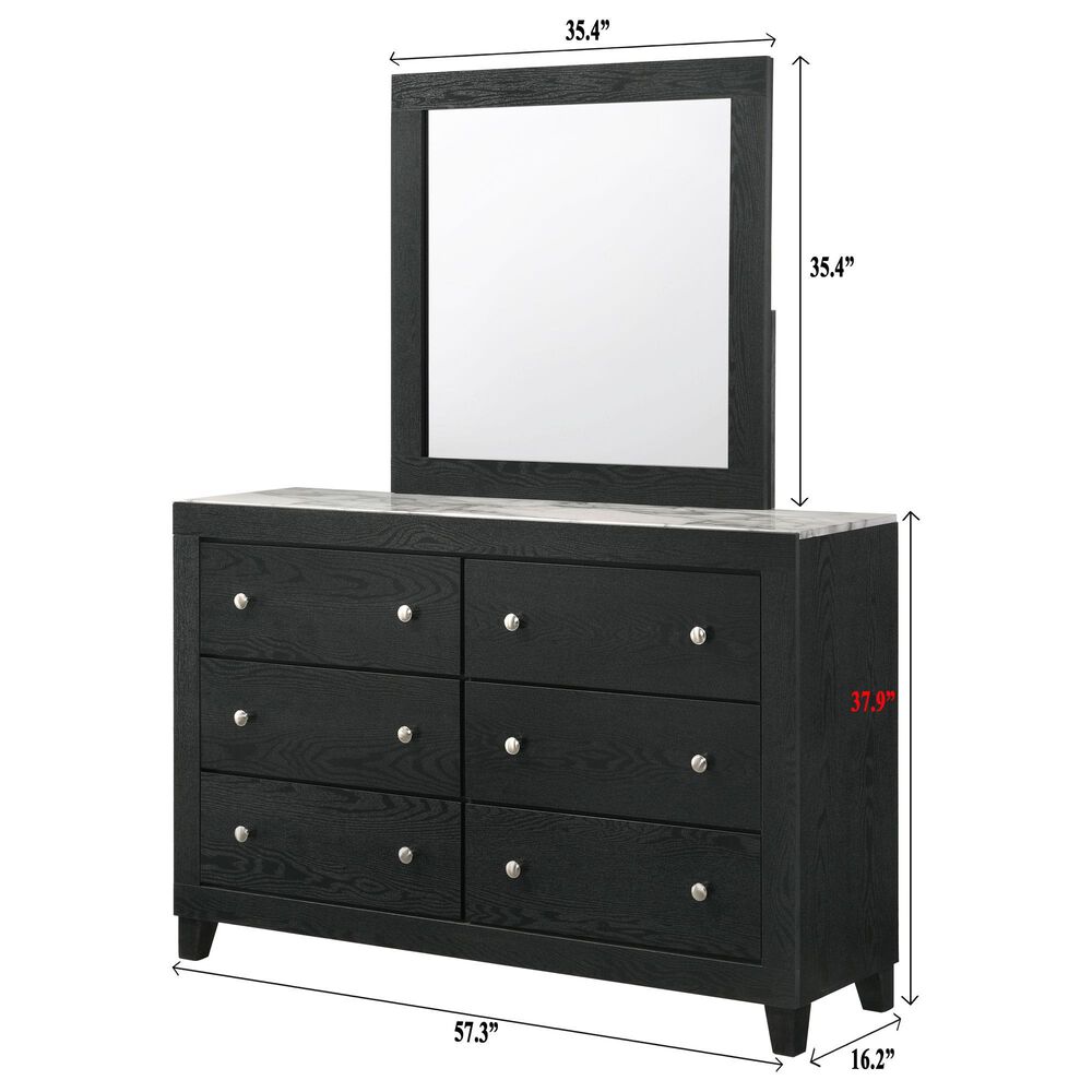 Crown Mark Candence 6-Drawer Dresser and Mirror in Black, , large