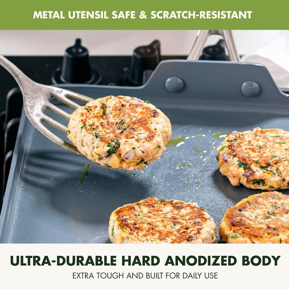 Green Pan Valencia Pro 11" Nonstick Square Griddle in Grey, , large