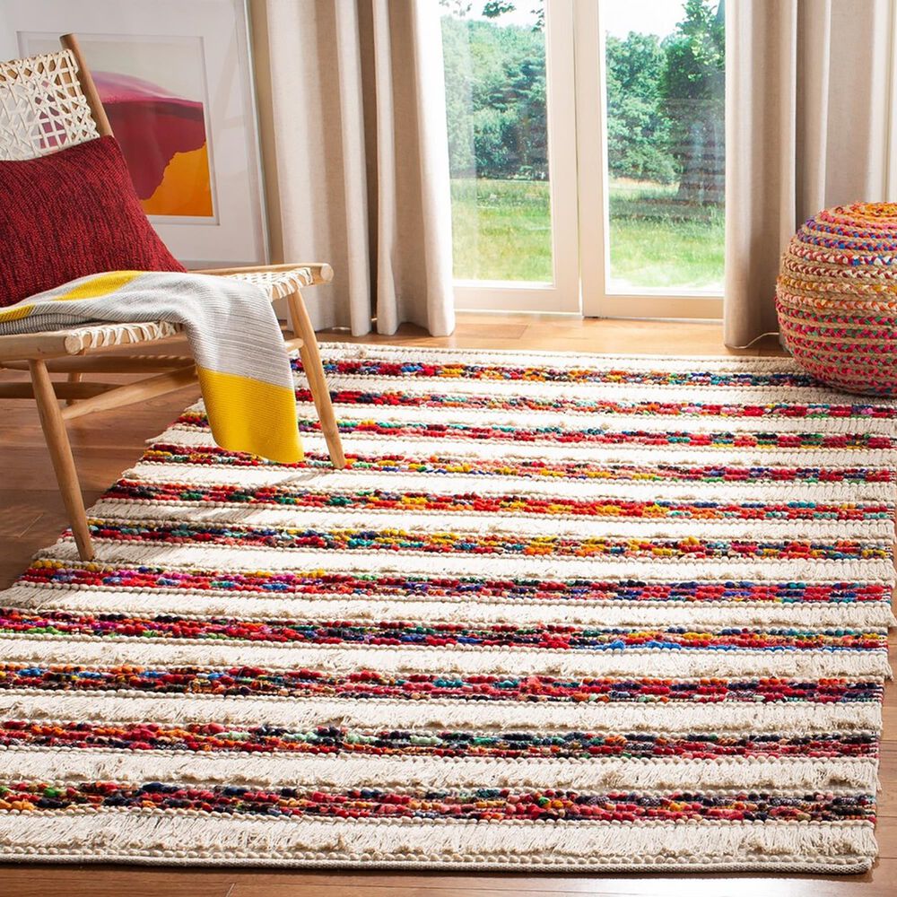 Safavieh Natura NAT654A 5&#39; x 8&#39; Ivory and Red Area Rug, , large