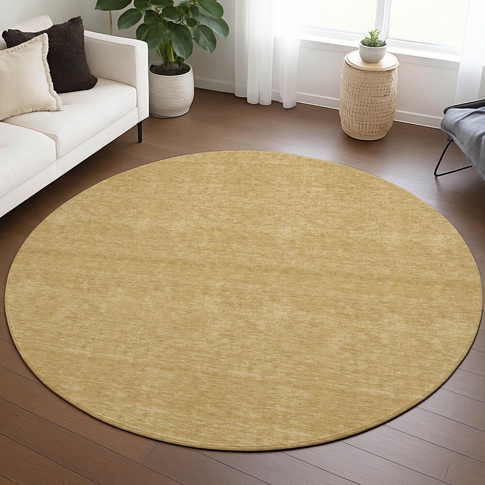 Dalyn Rug Company Soft Essentials Solid Gold 8' Round Area Rug, , large