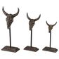 Maple and Jade Bull Skull Sculpture in Matte Gray (Set of 3), , large