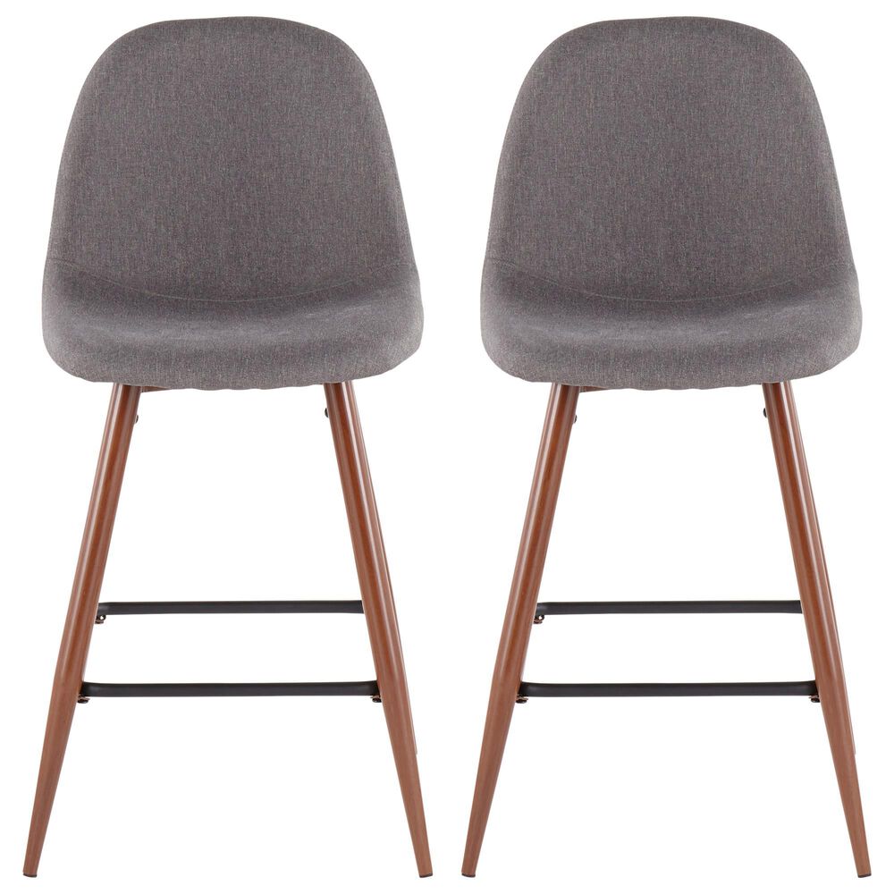 Lumisource Pebble Counter Stool in Charcoal/Walnut &#40;Set of 2&#41;, , large