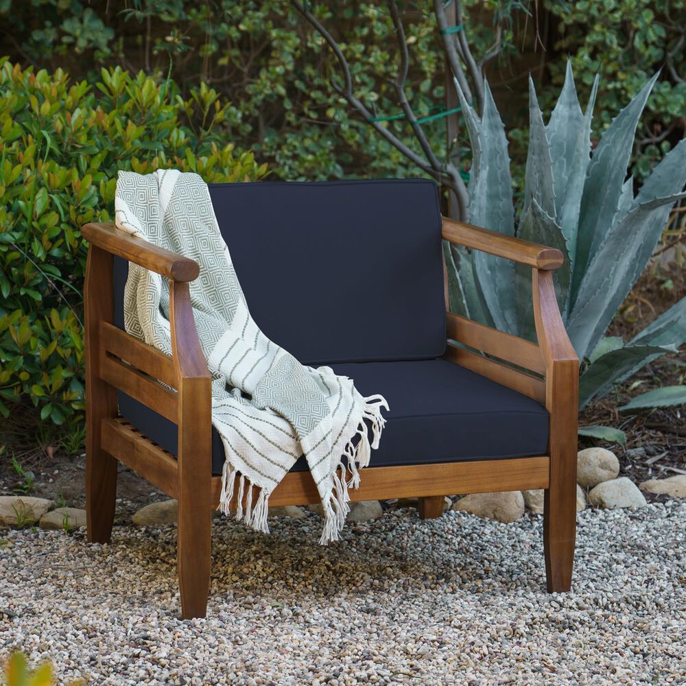 Linon Home Decor Arlen Patio Arm Chair in Navy, , large