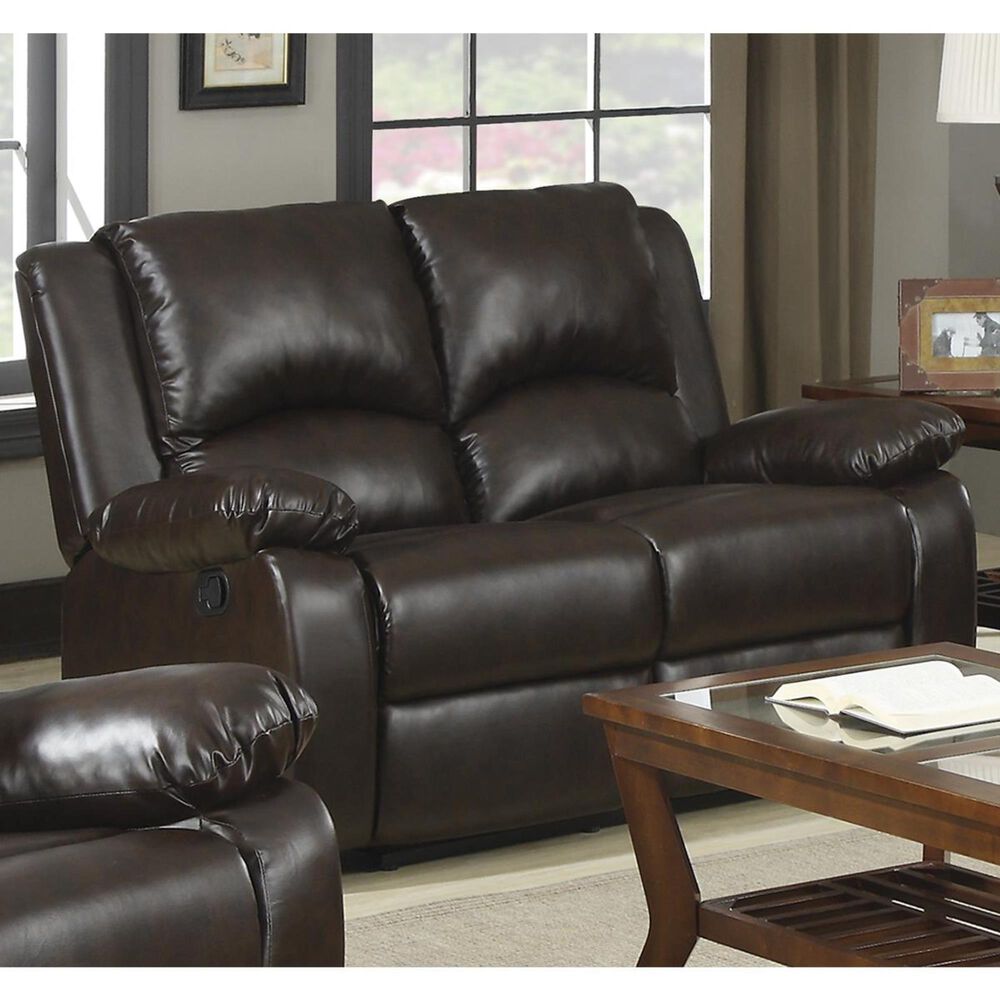 Pacific Landing Boston Casual Double Reclining Loveseat in Brown , , large