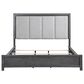 New Heritage Design Odessa King Upholstered Bed with Two Nightstands in Charcoal and Silver, , large