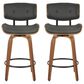 LumiSource Lombardi 26" Swivel Counter Stool with Grey Faux Leather Upholstery in Walnut and Black (Set of 2), , large