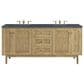 James Martin Vanities Laurent 72" Double Bathroom Vanity in Light Natural Oak with 3 cm Charcoal Soapstone Quartz Top and Rectangular Sinks, , large