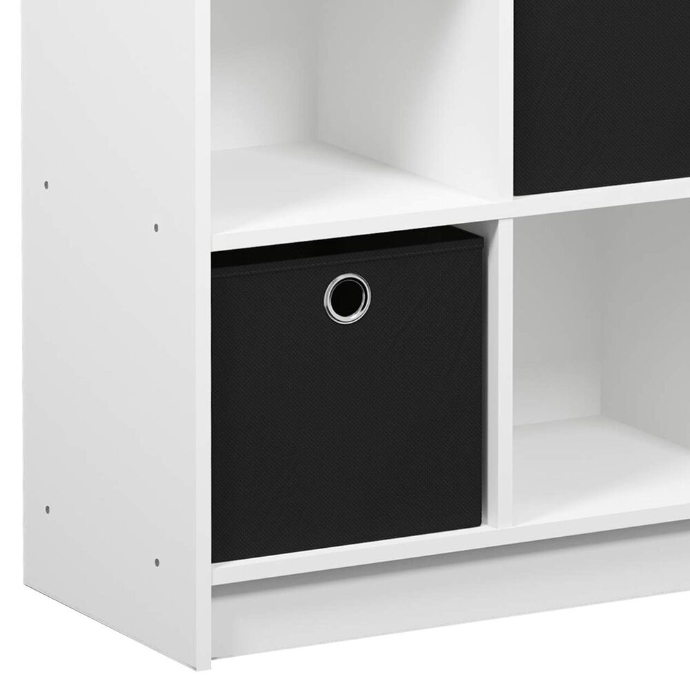 HOMLUX 6-Cube Bookshelf Bookcase with Black Storage Bins in White, , large