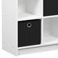 HOMLUX 6-Cube Bookshelf Bookcase with Black Storage Bins in White, , large