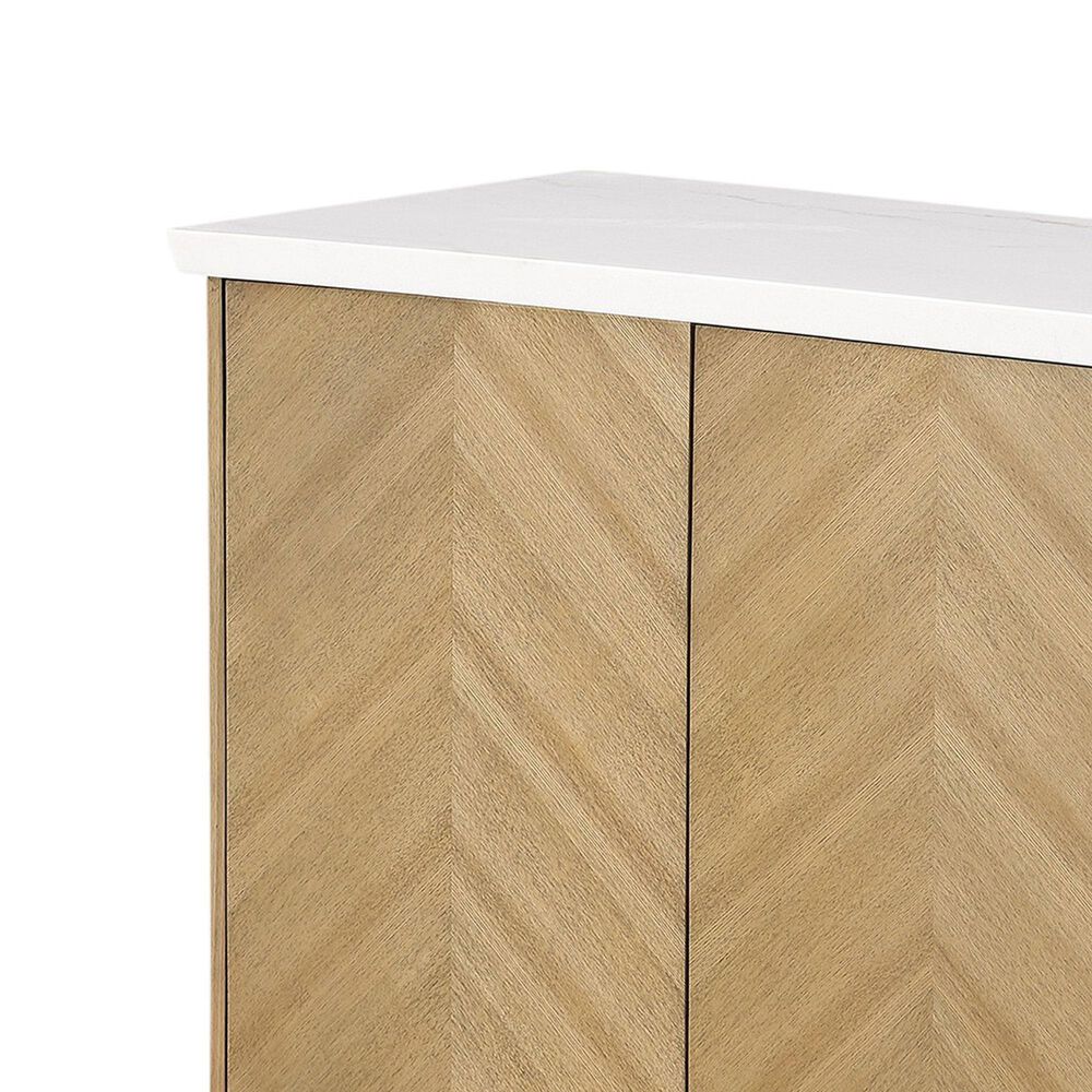Furniture of America Nayel 3-Door Genuine Marble Top Server in Natural, , large