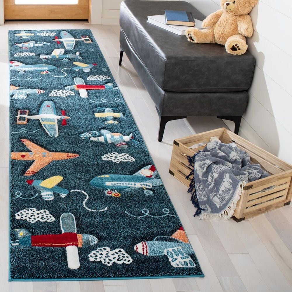 Safavieh Carousel CRK167 2&#39;3&quot; x 6&#39; Navy and Ivory Kids Runner, , large