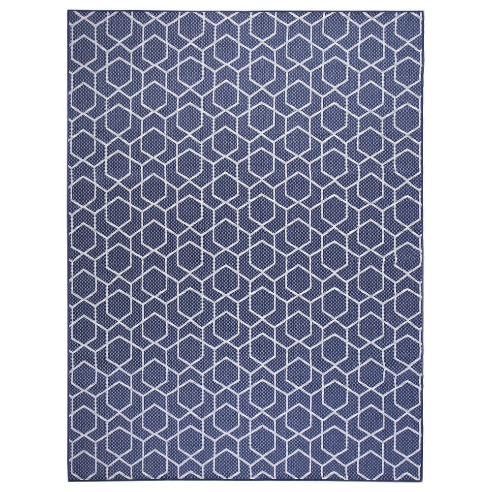 Nourison Horizon HOZ01 Navy 8" x 10" Indoor/Outdoor Area Rug, , large