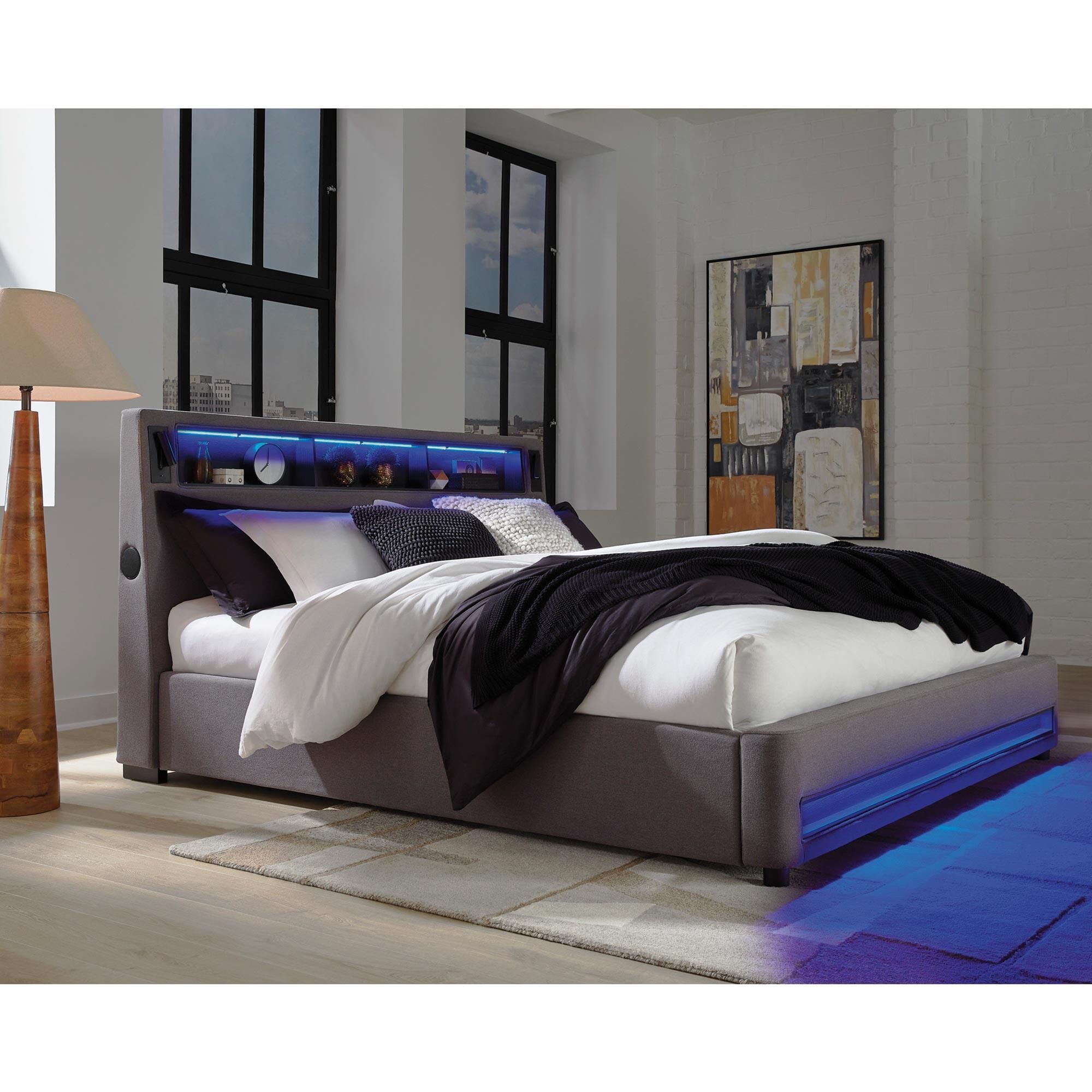 Ashley Verishaw Queen Platform Upholstered Bed in Gray Ashley Verishaw Queen Platform Upholstered Bed in Gray