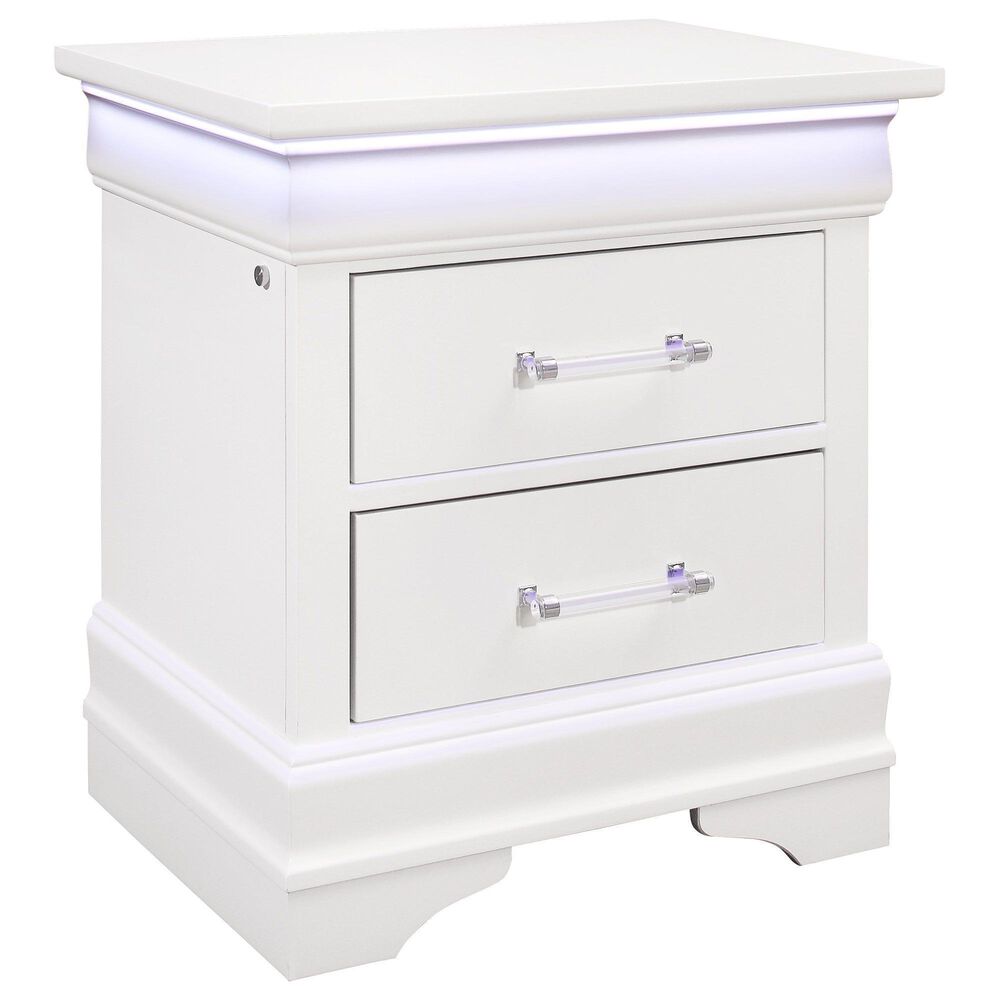 Global Furniture USA Charlie 2-Drawer Nightstand in White, , large