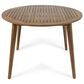 Hearth and Haven Outdoor Wooden Dining Table with Straight Leg and Round Tabletop in Teak, , large