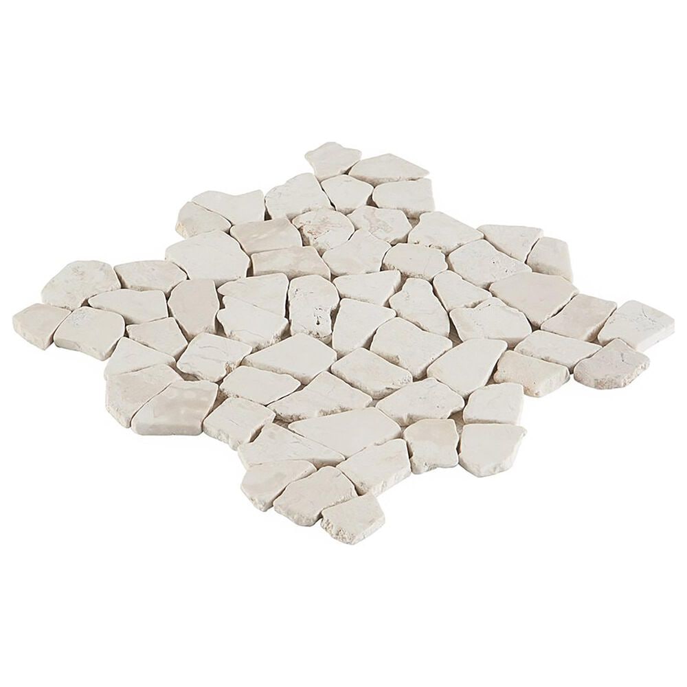 Soho Studio Pebblestone Lovina White 12&quot; x 12&quot; Tumbled Natural Stone Mosaic Sheet, , large