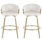 LumiSource Claire Swivel Counter Stool with Cream Velvet Upholstery in Gold (Set of 2), , large