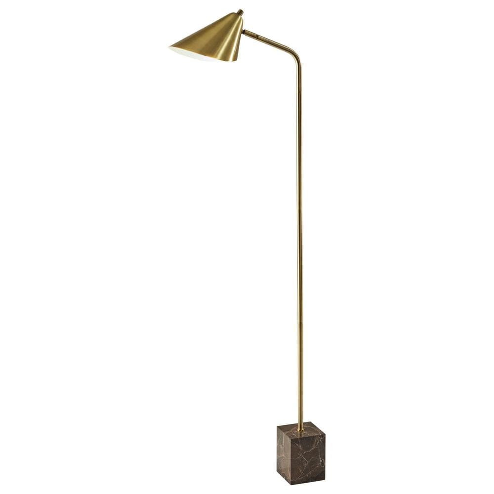 Adesso Hawthorne Floor Lamp in Antique Brass and Brown, , large