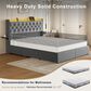 HOMLUX Full Upholstered Platform Storage Bed with Headboard Shelf and USB Charging Station in Gray, , large