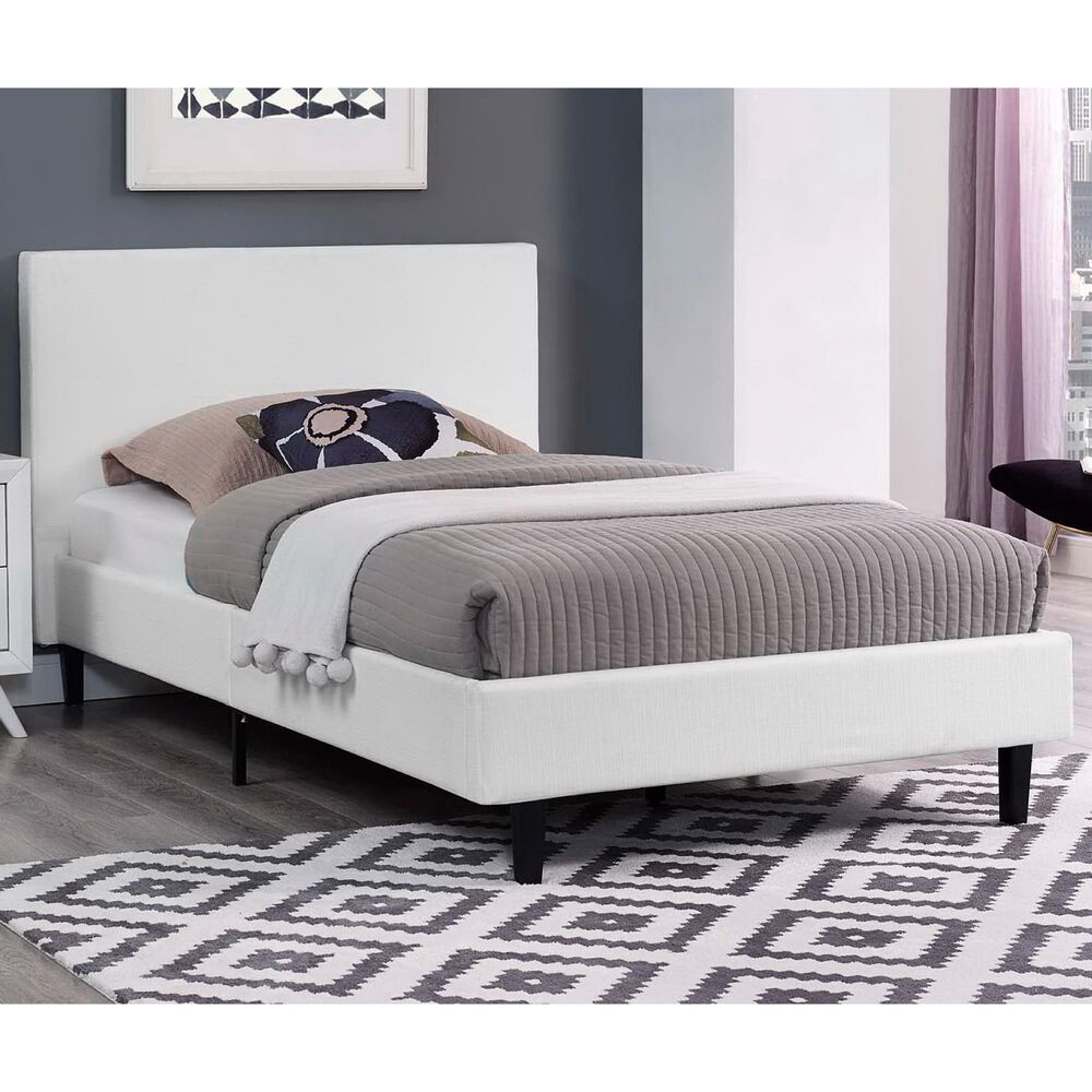 Modway Anya Fabric Twin Platform Bed in White, , large