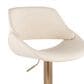 LumiSource Fabrico Swivel Adjustable Bar Stool with Cream Faux Leather Upholstery and Rounded T Footrest in Gold (Set of 2), , large