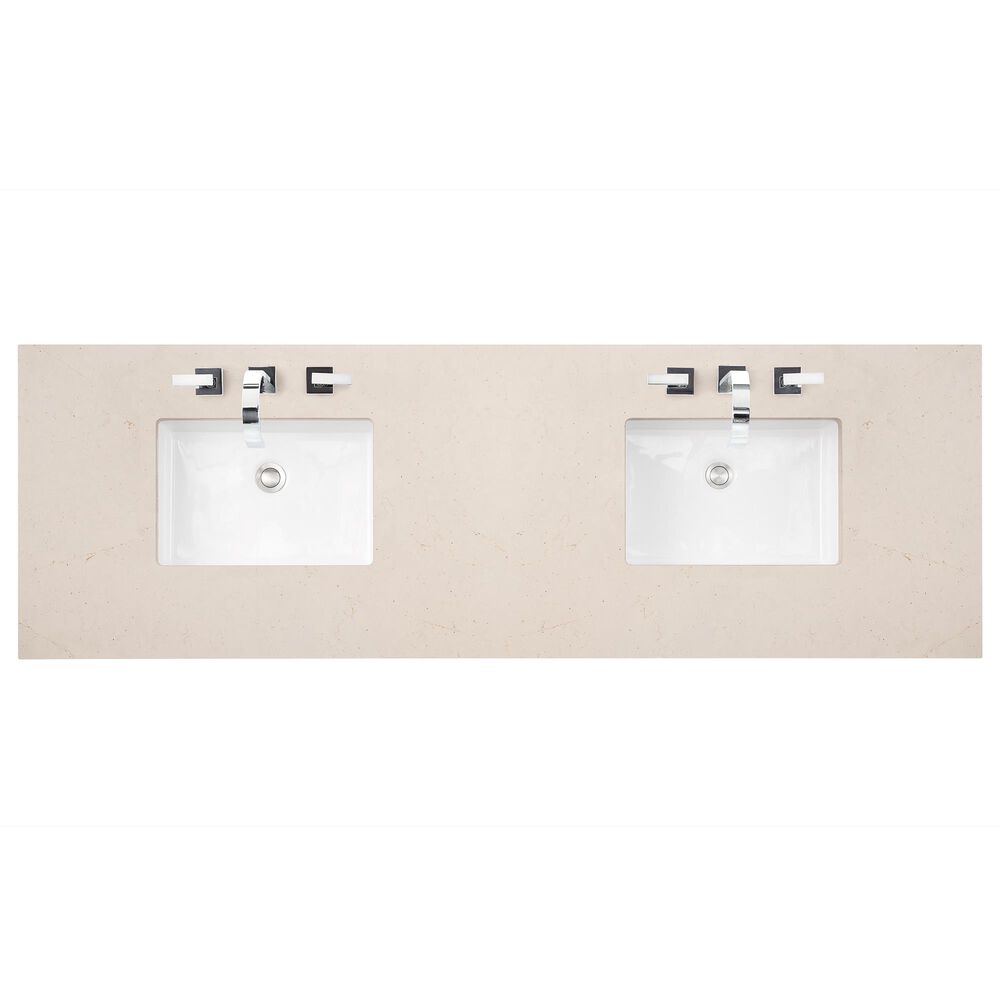 James Martin Vanities Solene 72&quot; Double Bathroom Vanity in Seaside Oak with 3 cm Eternal Marfil Quartz Top and Rectangular Sinks, , large