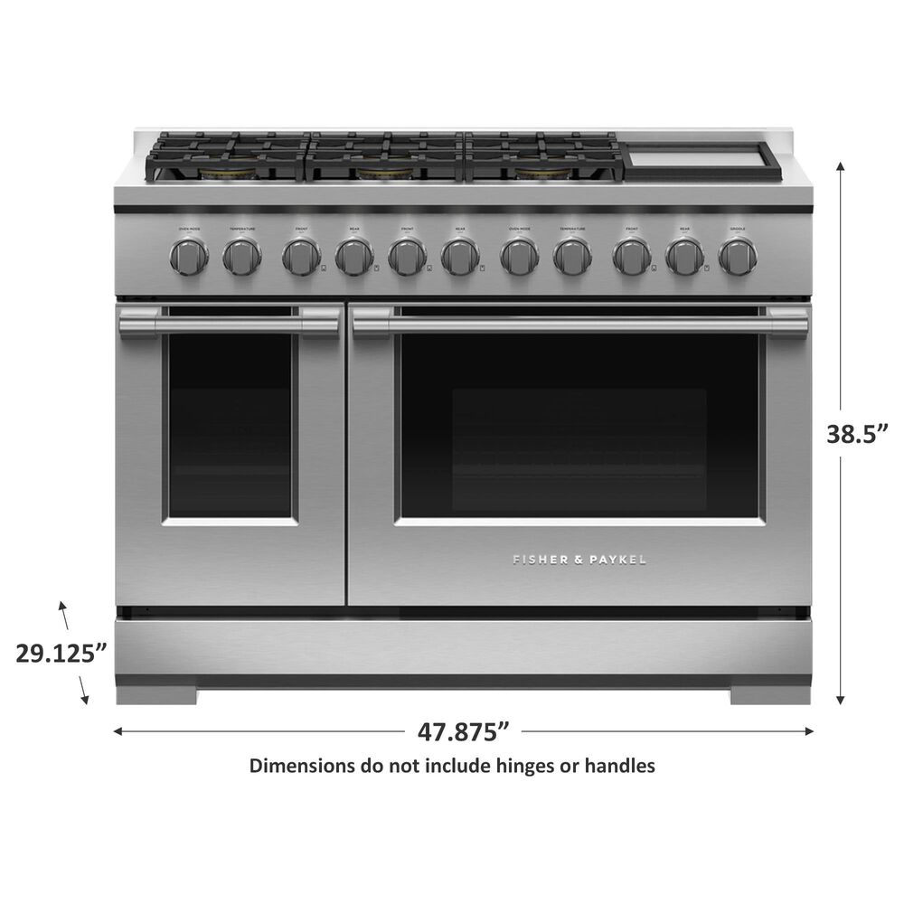 Fisher &amp; Paykel 48&quot; Freestanding Liquid Propan Gas Range with 6 Burners and Griddle in Stainless Steel, , large