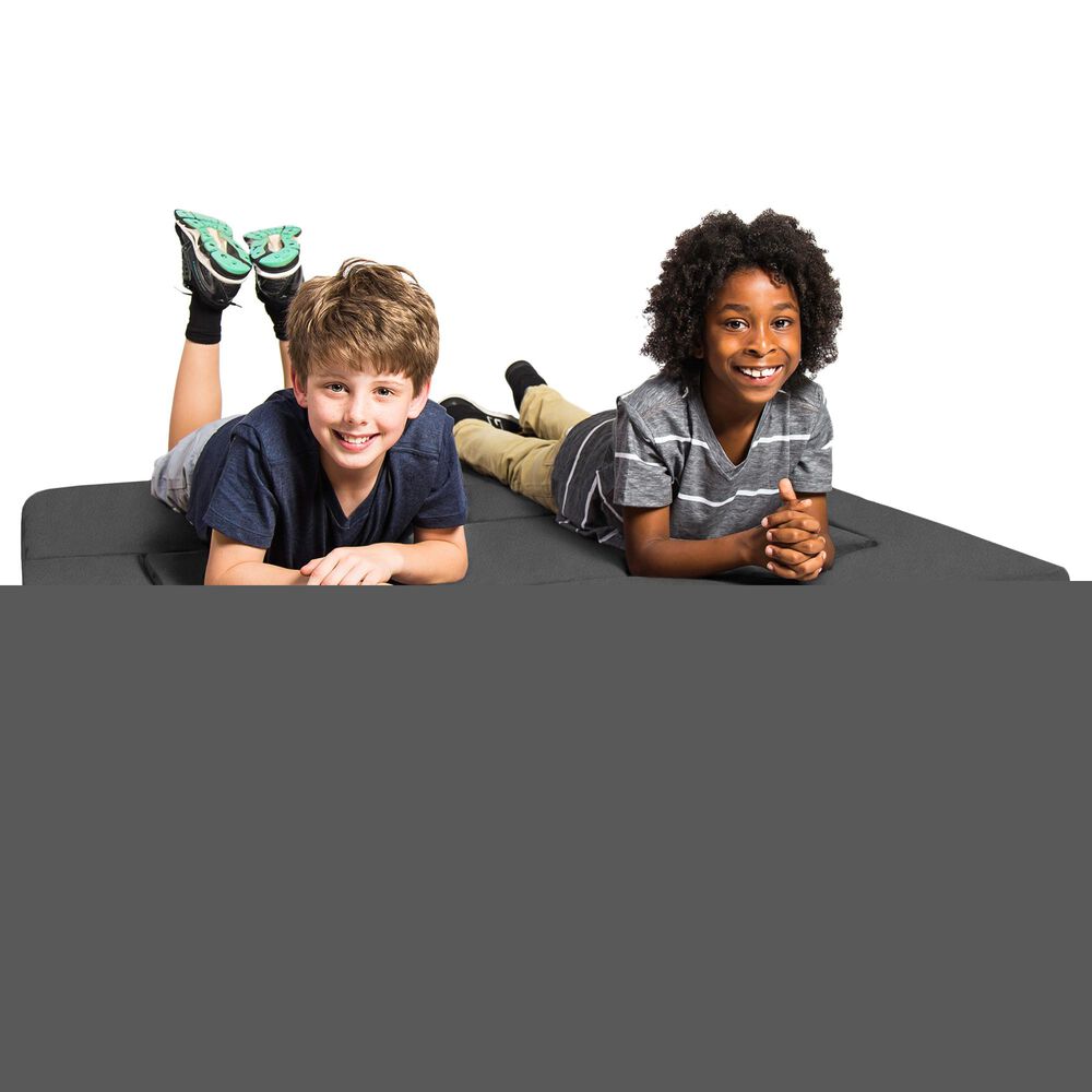 Jaxx Zipline Big Kids Modular Sofa &amp; Ottoman in Charcoal, , large