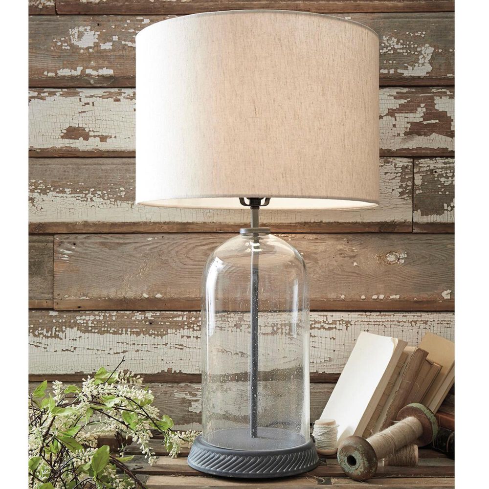Manelin Glass Table Lamp in Clear/Gray, , large